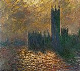 Claude Monet Houses of Parliament Stormy Sky painting